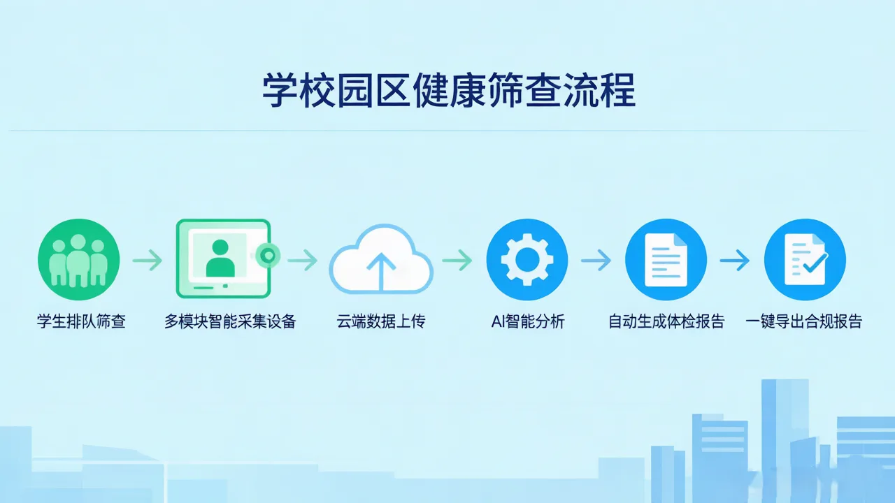校园筛查流程扁平插画